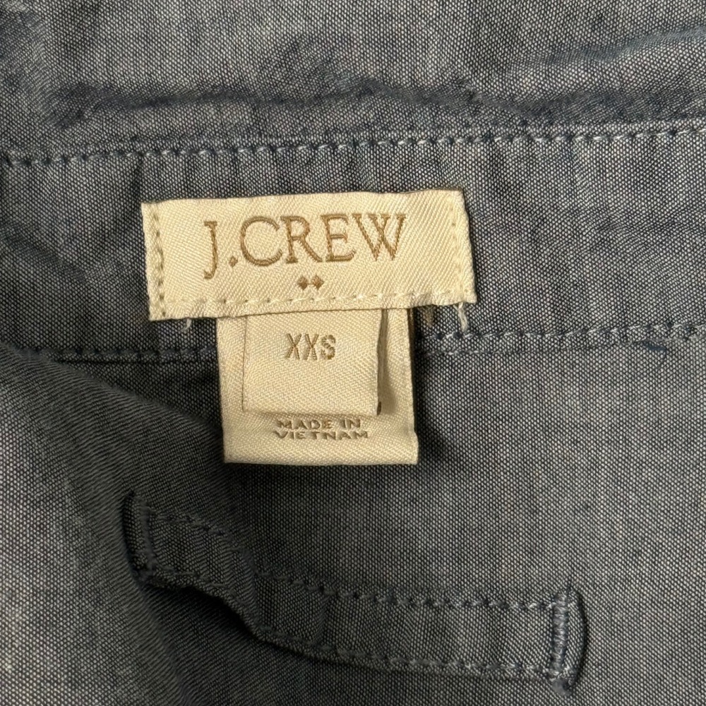 J.Crew Chambray Tunic Shirt Roll-Up Sleeve Button Down Preppy Minimalist XXS - Picture 7 of 8
